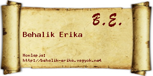 Behalik Erika névjegykártya